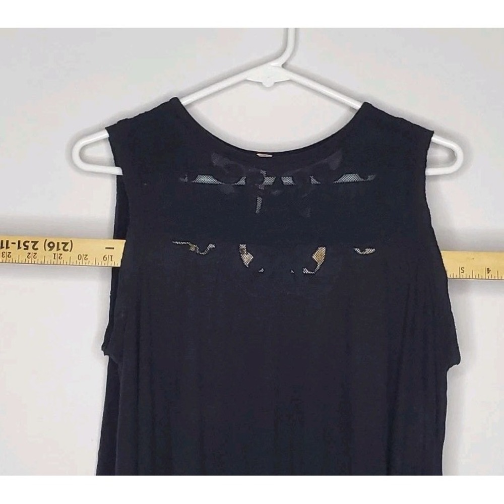 Free People Lace Yoke Swing Tank Top Women XS Black Oversized Boho Romantic 00s - Picture 6 of 8